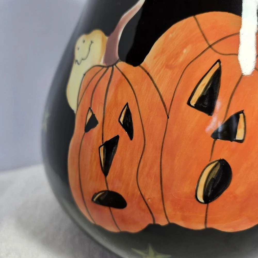 Halloween Ceramic Pitcher Pumpkins Ghosts Stars Black Jack O Lantern Target